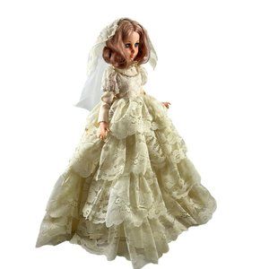 Eegee Vinyl Bride Doll Vintage 1963 Blonde Curls Lace Pearls 15 Inch Sleep Eyes